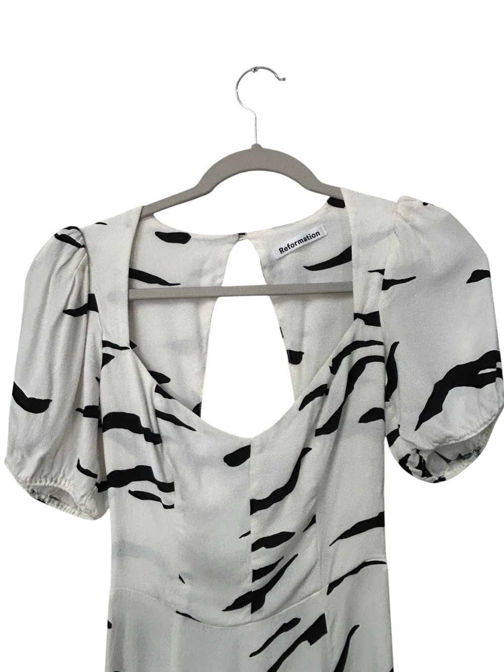 Reformation Clancie Minidress Pinto White Black Zebra Sweetheart neckline Sz 4 - Picture 8 of 14